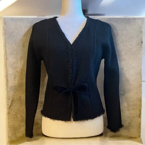 NEW ANTHRO x Kenji Wool Tulle Eyelet Velvet Tie Belted Tailored Jacket Black… - Picture 15 of 16